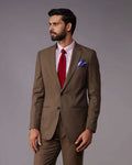 The Marquis Structured Twill Suit- Brown