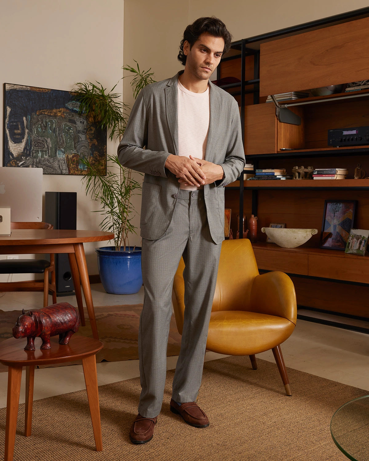 The Sorrento Striped Soft Tailored Suit - Grey
