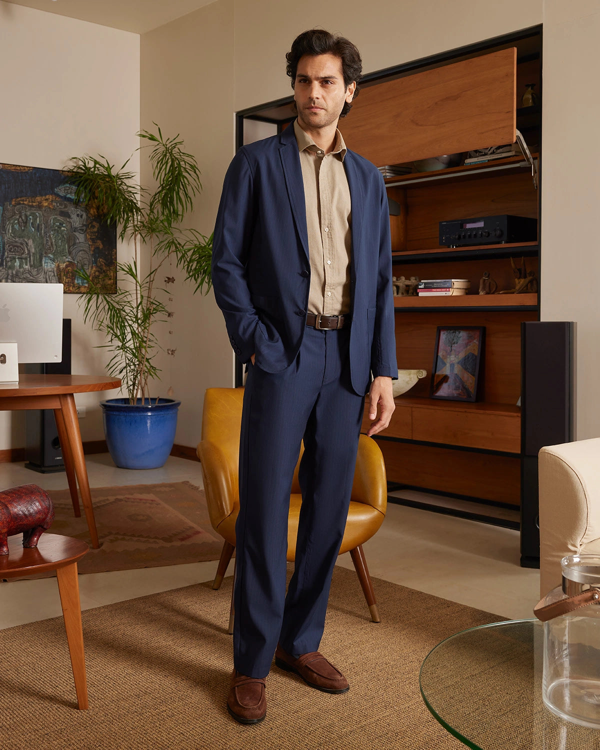 The Sorrento Striped Soft Tailored Suit - Navy