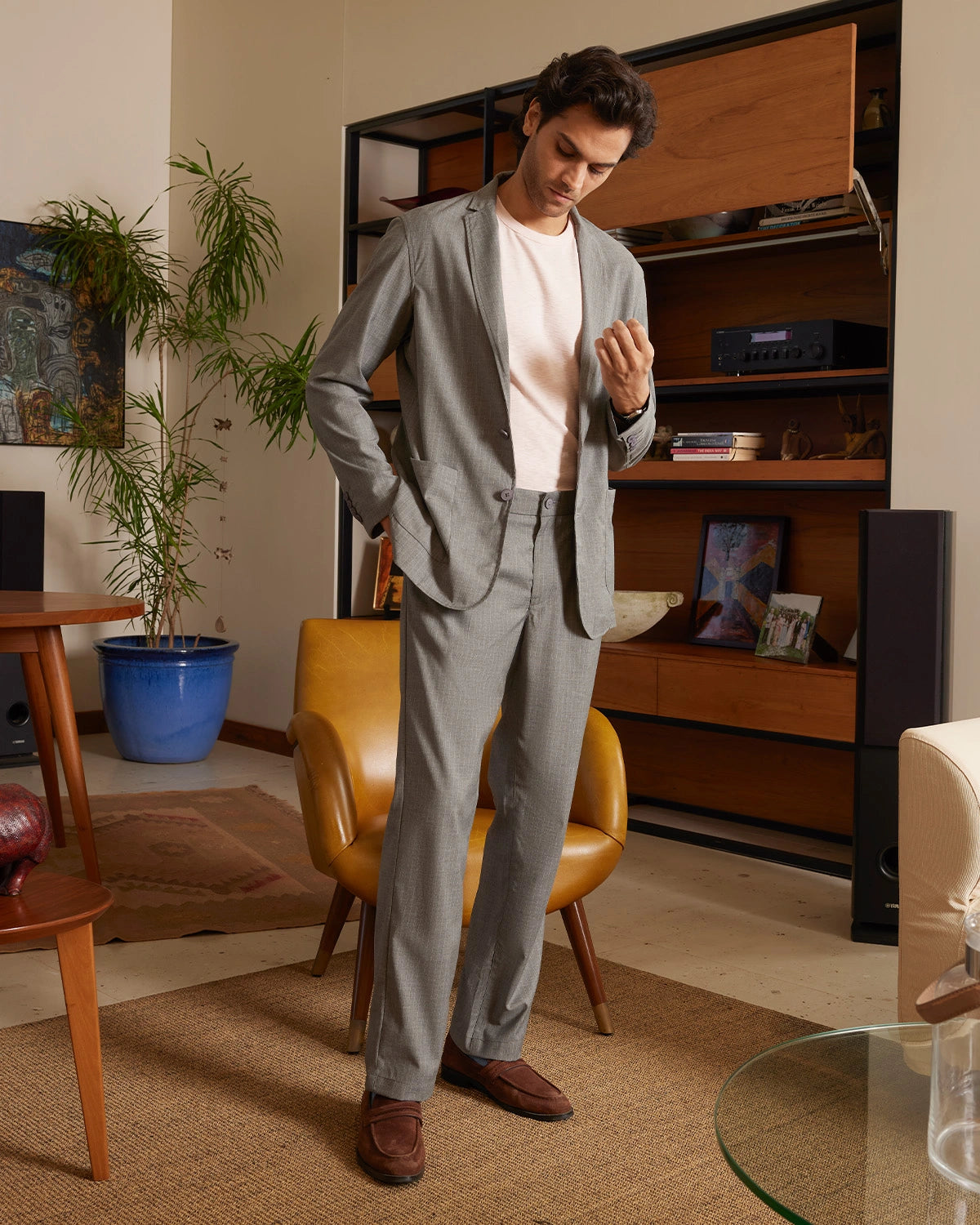 The Sorrento Striped Soft Tailored Suit - Grey