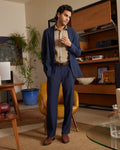 The Sorrento Striped Soft Tailored Suit - Navy