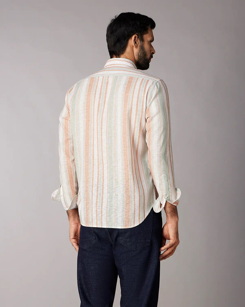 Rust & Green Striped Shirt