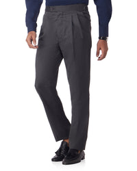 Davos Blended Wool Herringbone Neapolitan Dress Pants - Grey