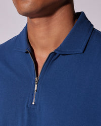 Signature Zipper Polo - Blue