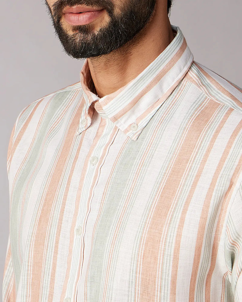 Rust & Green Striped Shirt
