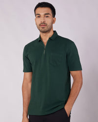 Signature Zipper Polo - Green