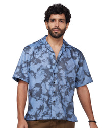 Blue & Black Camo Dobby Shirt