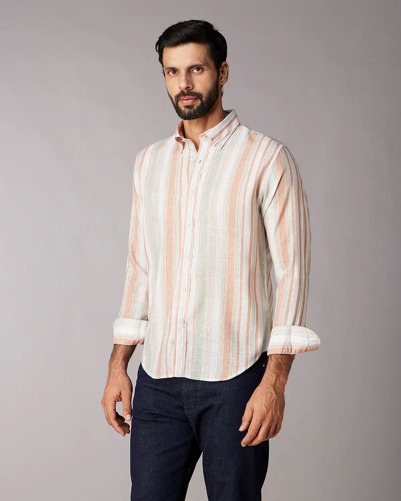 Rust & Green Striped Shirt