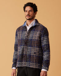 Japanese Hillcrest Tweed Shacket - Navy