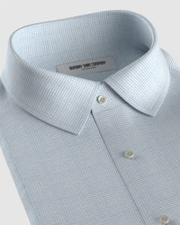 Luthai Easy-care Twill Checked Shirt - Blue & White