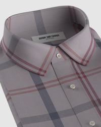 Japanese Poplin Checked Shirt - Grey & Red