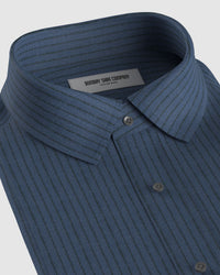 Japanese Cotton Striped Shirt - Black & Indigo