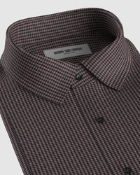 Japanese Blended Wool Stretch Houndstooth Shirt - Beige & Black