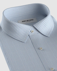 Wrinkle-Free Bamboo-Blend Stretch Checked Shirt - Blue