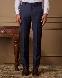 Opulent Checked Dress Pants - Navy