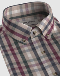 Corduroy Checked Shirt - Beige & Red