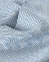 Giza Cotton Glen Plaid Checked Shirt - Light Blue