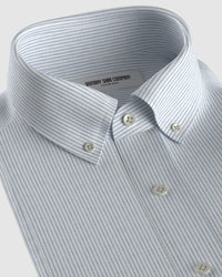 100% Linen Striped Shirt - Light Blue & White