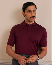 100% Merino Wool Polo - Burgundy