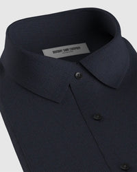 Easy-Care Cotton Dobby Shirt - Navy