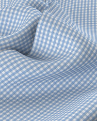Giza Cotton Gingham Checked Shirt - Light Blue