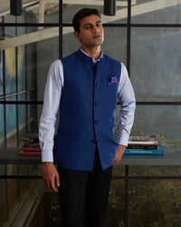 The Imperial Twill Nehru Jacket - Dark Blue
