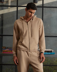 Luxe Journey Zipper Hoodie - Beige