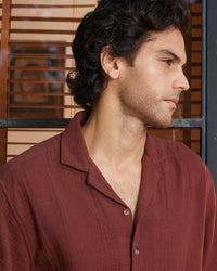 Rust Cotton Dobby Shirt