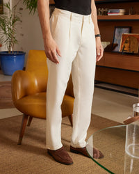 The Bellagio Pleated Relaxed Trousers - Ecru