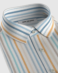 Cotton Linen Striped Shirt - Yellow & Blue