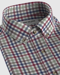 Japanese Twill Checked Shirt - Green, Red & Blue