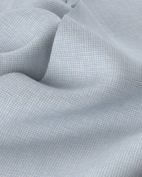 Stretch Cotton Linen Micro-checked Shirt - Light Blue