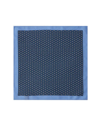 100% Silk Hexagon Printed Pocket Square - Navy