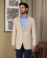 The Richmond Dobby Suit Blazer - Dark Beige