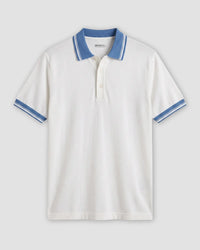 Signature Flat Knit Button Polo - White