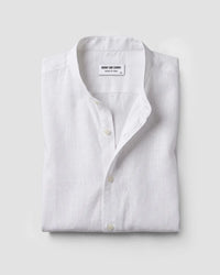 White Cotton Linen Bandhgala Shirt