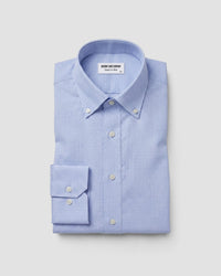 Giza Cotton Mid Blue & White Twill Checked Shirt
