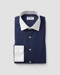 Navy Poplin Banker Shirt