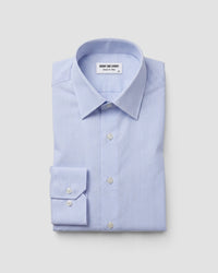 Giza Cotton White & Blue Twill Striped Shirt