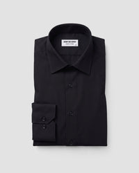 Black Wrinkle-Free Stretch Satin Shirt