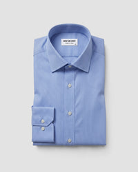 Blue Cotton Micro-Dobby Shirt