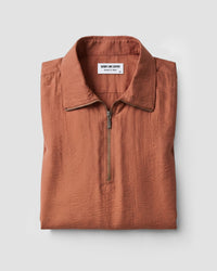 Solstice High-Neck Zipper Shirt - Brown