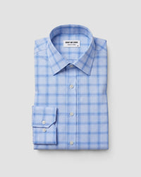 Light Blue Stretch Oxford Checked Shirt
