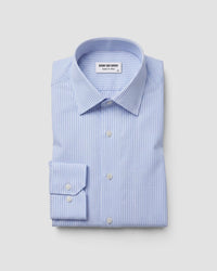 Blue & White Stretch Blended Cotton Striped Shirt