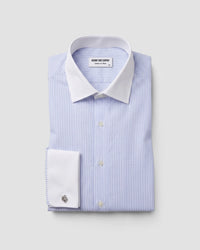 Blue Banker Poplin Striped Shirt
