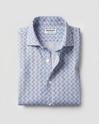 Blue & Red Square Printed Shirt