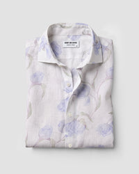 Terrace Cotton Linen Printed Shirt - Blue