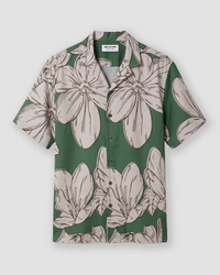 Green Half-Sleeve Floral Printed Shirt