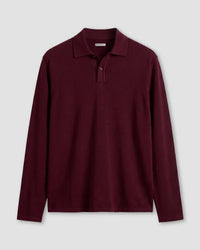 Signature Flat Knit Long Sleeve  Polo - Maroon