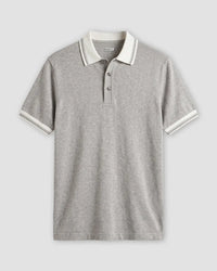Signature Flat Knit Button Polo - Grey